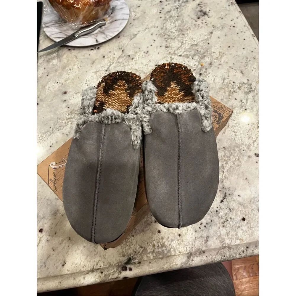 Free People Damon Cozy Mull Slide Shoe in Gray Suede Sz 11 NIB